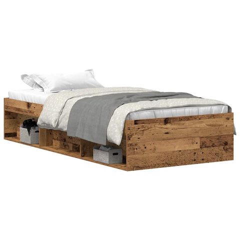 vidaXL Bed Frame without Mattress Old Wood 75x190 cm Engineered Wood