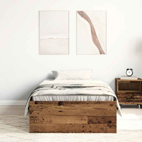vidaXL Bed Frame without Mattress Old Wood 75x190 cm Engineered Wood