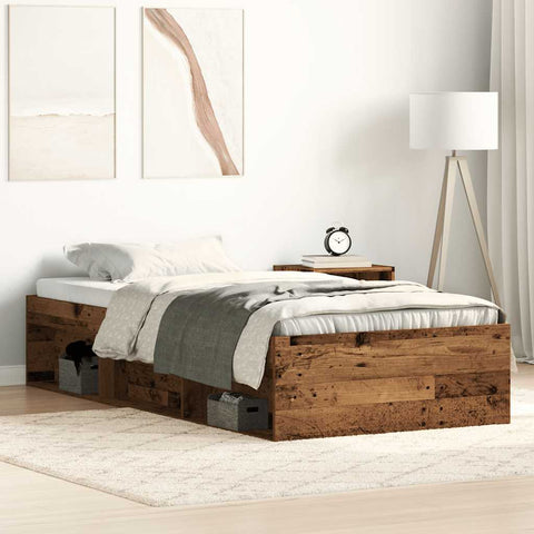 vidaXL Bed Frame without Mattress Old Wood 75x190 cm Engineered Wood