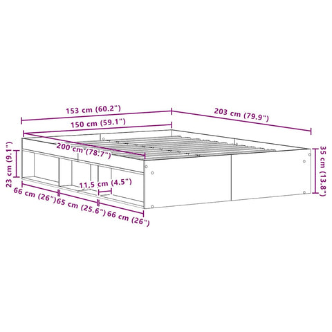 vidaXL Bed Frame without Mattress Old Wood 150x200 cm Engineered Wood