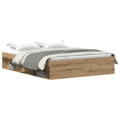 vidaXL Bed Frame without Mattress Artisan Oak 150x200 cm Engineered Wood