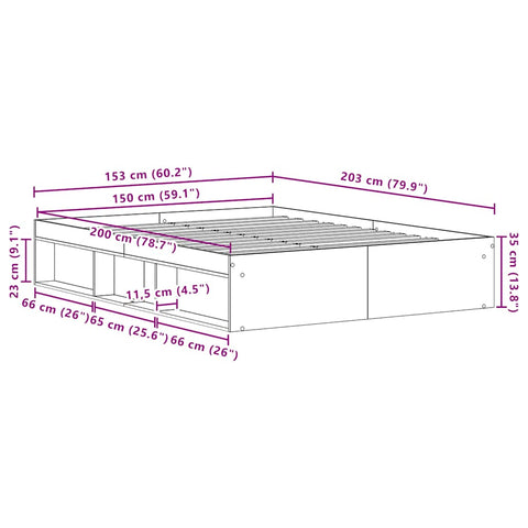 vidaXL Bed Frame without Mattress Artisan Oak 150x200 cm Engineered Wood