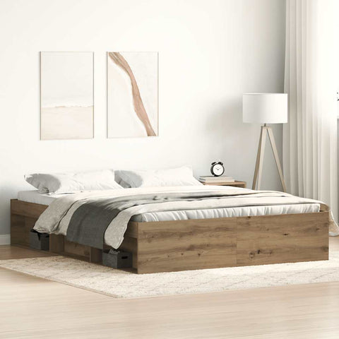 vidaXL Bed Frame without Mattress Artisan Oak 150x200 cm Engineered Wood
