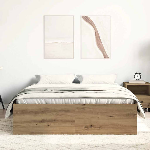 vidaXL Bed Frame without Mattress Artisan Oak 135x190 cm Engineered Wood
