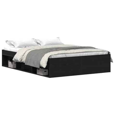 vidaXL Bed Frame without Mattress Black Oak 135x190 cm Engineered Wood