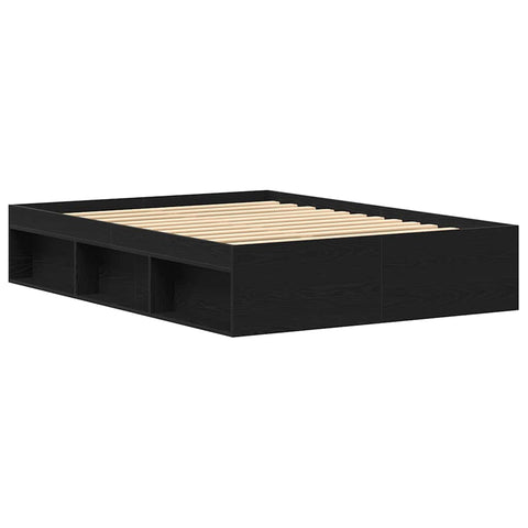 vidaXL Bed Frame without Mattress Black Oak 135x190 cm Engineered Wood