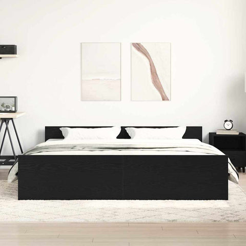 vidaXL Bed Frame without Mattress Black Oak 180x200 cm Engineered Wood