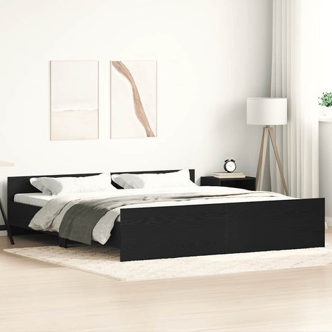 vidaXL Bed Frame without Mattress Black Oak 180x200 cm Engineered Wood