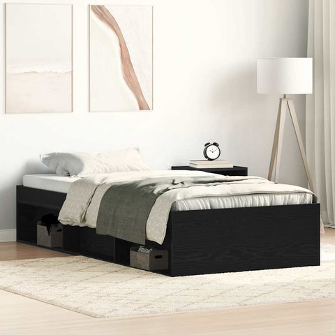 vidaXL Bed Frame without Mattress Black Oak 90x200 cm Engineered Wood