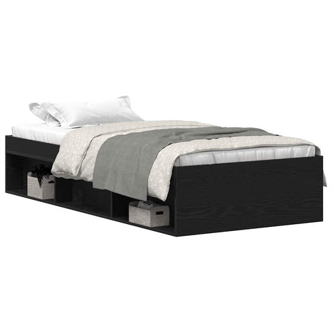 vidaXL Bed Frame without Mattress Black Oak 100x200 cm Engineered Wood