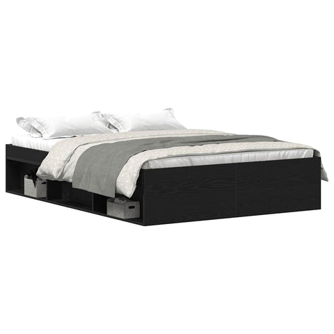 vidaXL Bed Frame without Mattress Black Oak 140x200 cm Engineered Wood
