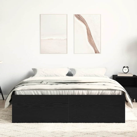 vidaXL Bed Frame without Mattress Black Oak 140x200 cm Engineered Wood