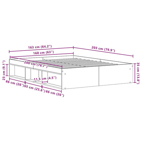 vidaXL Bed Frame without Mattress Black Oak 160x200 cm Engineered Wood