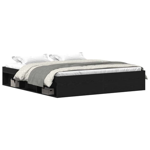 vidaXL Bed Frame without Mattress Black Oak 150x200 cm Engineered Wood