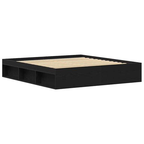 vidaXL Bed Frame without Mattress Black Oak 150x200 cm Engineered Wood