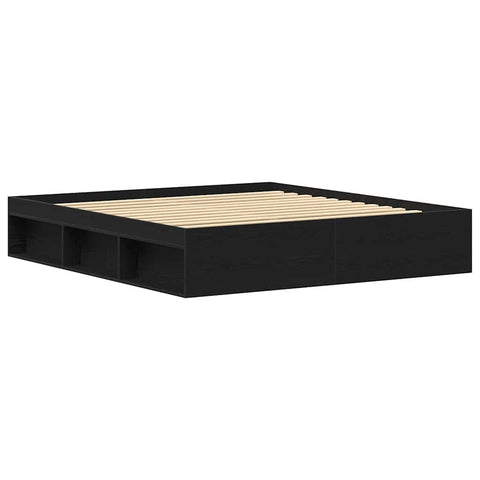vidaXL Bed Frame without Mattress Black Oak 150x200 cm Engineered Wood
