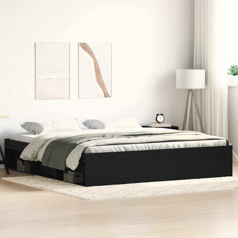 vidaXL Bed Frame without Mattress Black Oak 150x200 cm Engineered Wood