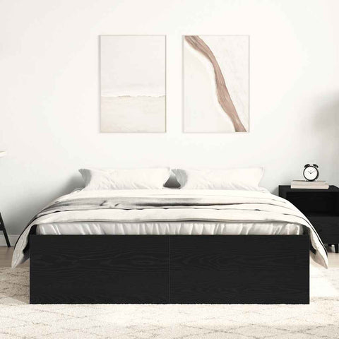 vidaXL Bed Frame without Mattress Black Oak 120x190 cm Engineered Wood