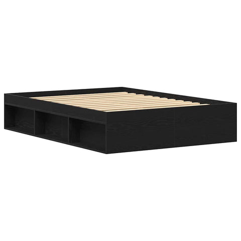 vidaXL Bed Frame without Mattress Black Oak 140x190 cm Engineered Wood
