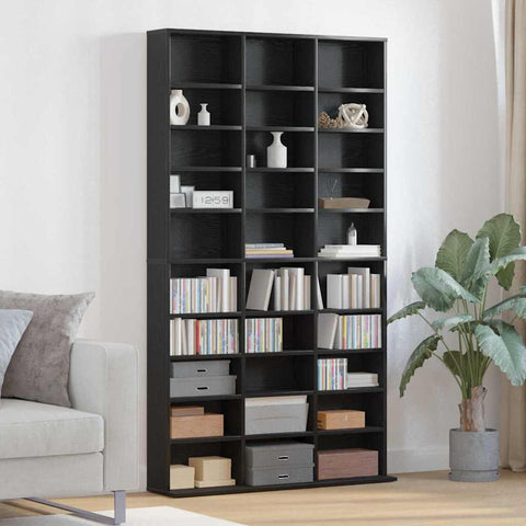 vidaXL CD Cabinet Black oak 101 x 23 x 177.5 cm Engineered Wood