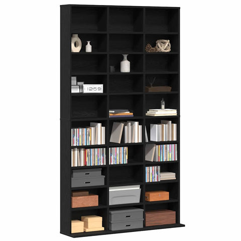 vidaXL CD Cabinet Black oak 101 x 23 x 177.5 cm Engineered Wood