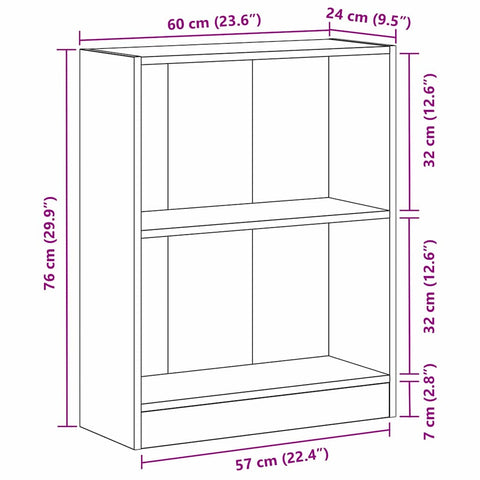 vidaXL Book Cabinet Black 60 x 24 x 76 cm Engineered wood