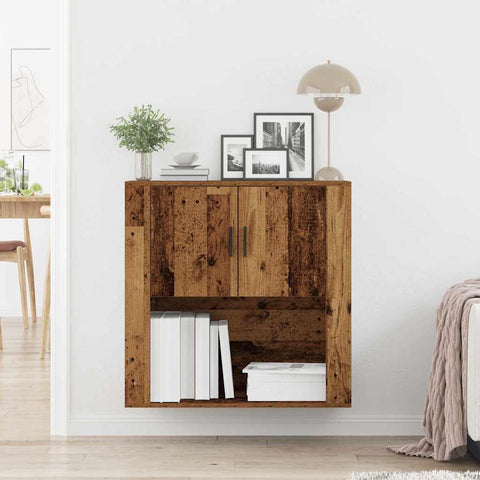 vidaXL Wall Cabinet with Door Old wood 80 x 33 x 80 cm Engineered wood