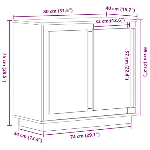 vidaXL Sideboard Old wood 80 x 34 x 75 cm Engineered wood