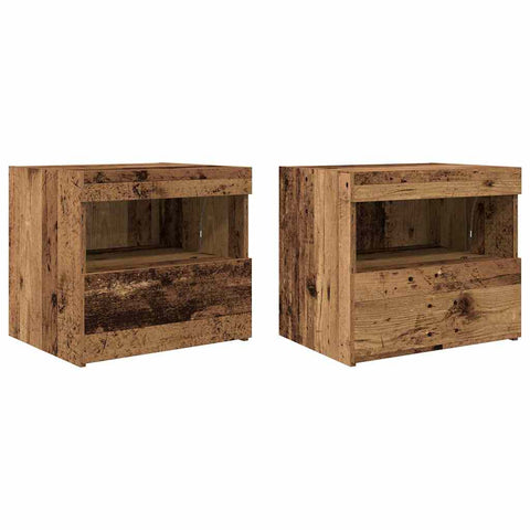 vidaXL Bedside Cabinet 2 pcs Old wood 50 x 40 x 45 cm Engineered wood