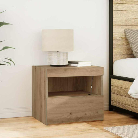 vidaXL Bedside Cabinet with Drawer 2 pcs Artisan oak 50 x 40 x 45 cm