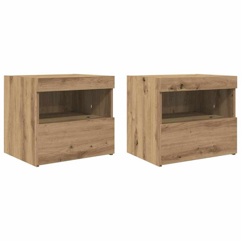 vidaXL Bedside Cabinet with Drawer 2 pcs Artisan oak 50 x 40 x 45 cm