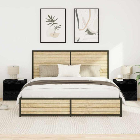 vidaXL Bedside Cabinet 2 pcs Black oak 50 x 40 x 45 cm Engineered wood