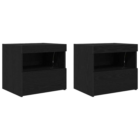 vidaXL Bedside Cabinet 2 pcs Black oak 50 x 40 x 45 cm Engineered wood
