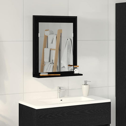 vidaXL Bathroom Mirror Black oak 50 x 12 x 60 cm Engineered Wood