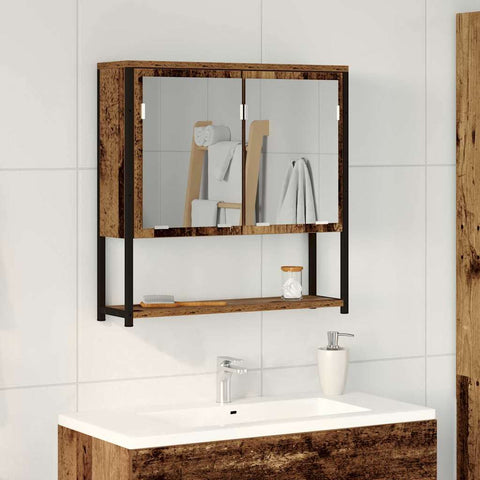 vidaXL Bathroom Mirror Cabinet with Shelf Old wood 60 x 16 x 60 cm