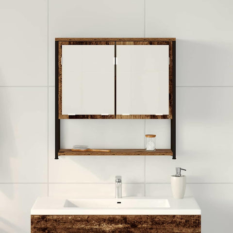 vidaXL Bathroom Mirror Cabinet with Shelf Old wood 60 x 16 x 60 cm