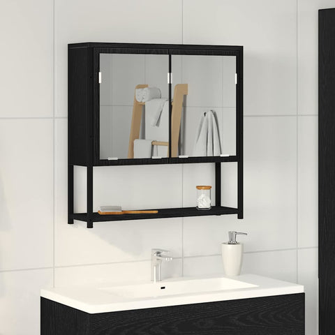vidaXL Bathroom Mirror Cabinet with Shelf Black oak 60 x 16 x 60 cm