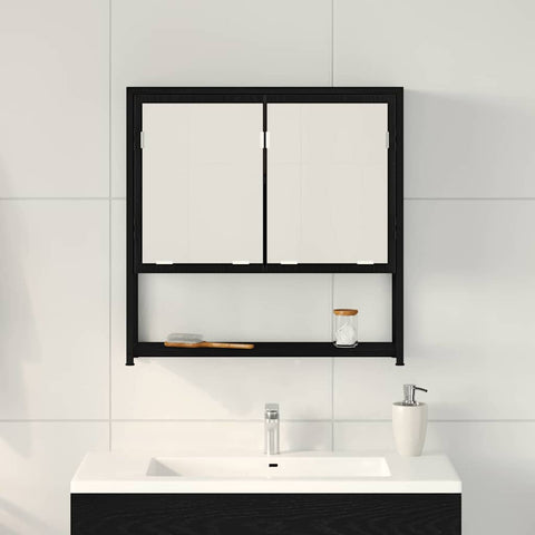 vidaXL Bathroom Mirror Cabinet with Shelf Black oak 60 x 16 x 60 cm