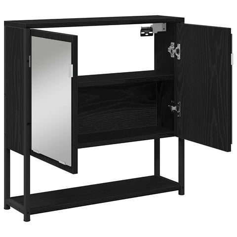 vidaXL Bathroom Mirror Cabinet with Shelf Black oak 60 x 16 x 60 cm