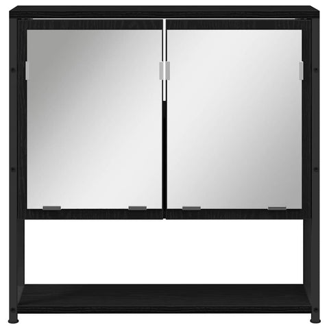 vidaXL Bathroom Mirror Cabinet with Shelf Black oak 60 x 16 x 60 cm