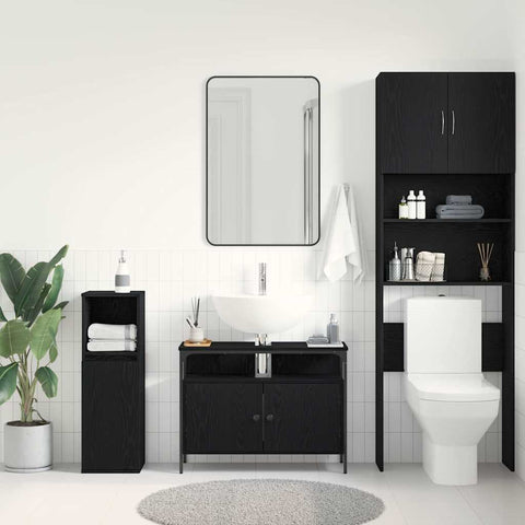 vidaXL Bathroom Sink Cabinet Black oak 80 x 30 x 60 cm Engineered Wood