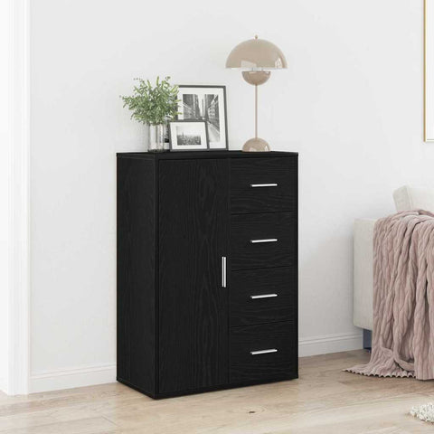 vidaXL Sideboard with Drawer Black oak 60 x 31 x 84 cm Engineered wood