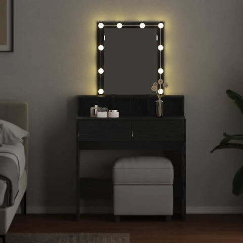 vidaXL Dressing Table Black oak 80 x 41 x 144.5 cm Engineered wood