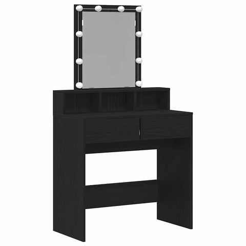 vidaXL Dressing Table Black oak 80 x 41 x 144.5 cm Engineered wood