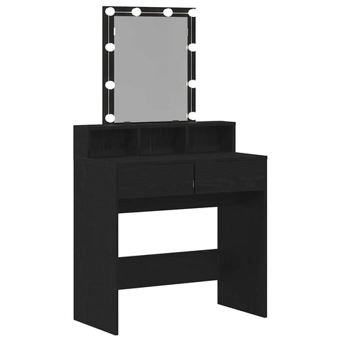 vidaXL Dressing Table Black oak 80 x 41 x 144.5 cm Engineered wood