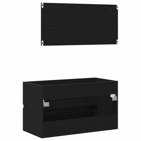 vidaXL Bathroom Furniture Set 2 pcs Black Oak 80 x 38.5 x 45 cm
