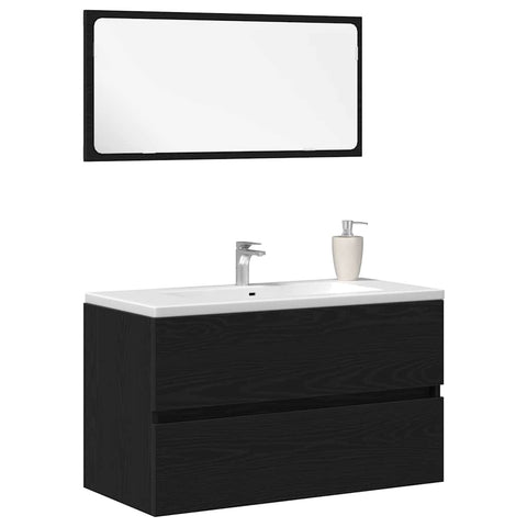 vidaXL Bathroom Furniture Set 2 pcs Black Oak 80 x 38.5 x 45 cm