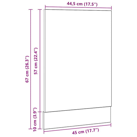 vidaXL Dishwasher Panel Lyon Black Oak 45x1.5x67 cm Engineered Wood