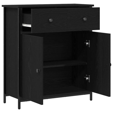 vidaXL Sideboard with Drawer Black oak 70 x 30 x 80 cm Engineered wood