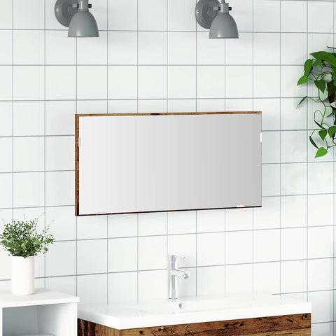 vidaXL Bathroom Mirror Old wood 80 x 8.5 x 37 cm Engineered Wood